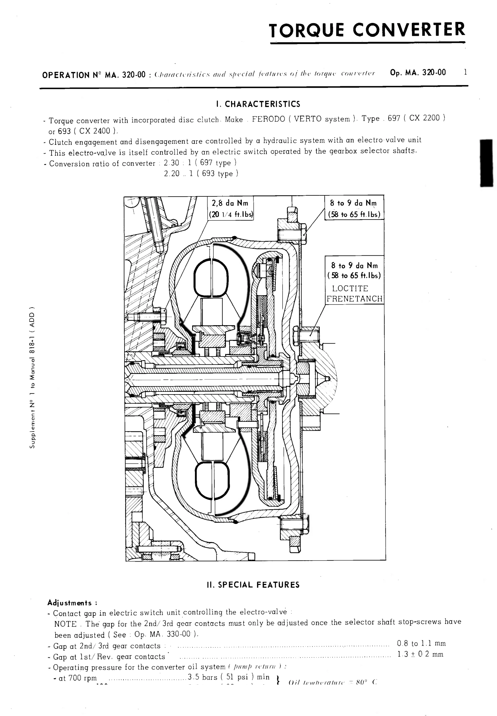 Torque converter, page 185 of 389 — CX Repair Manual — Characteristics, Adjustments, Checks