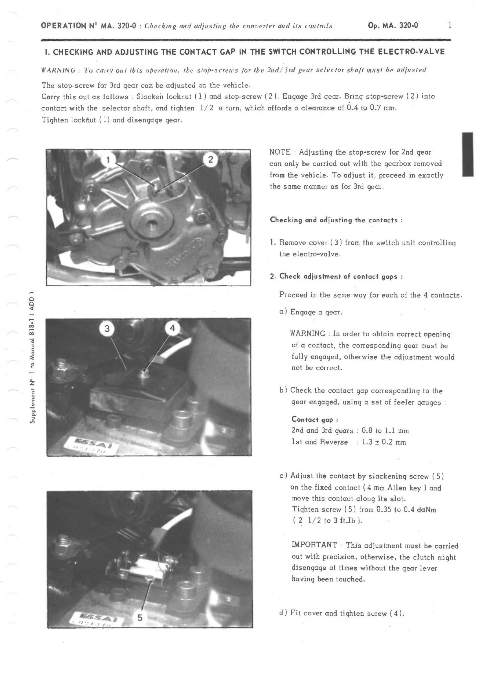 Check, adjust electrovalve switch, page 189 of 389 — CX Repair Manual — Characteristics, Adjustments, Checks