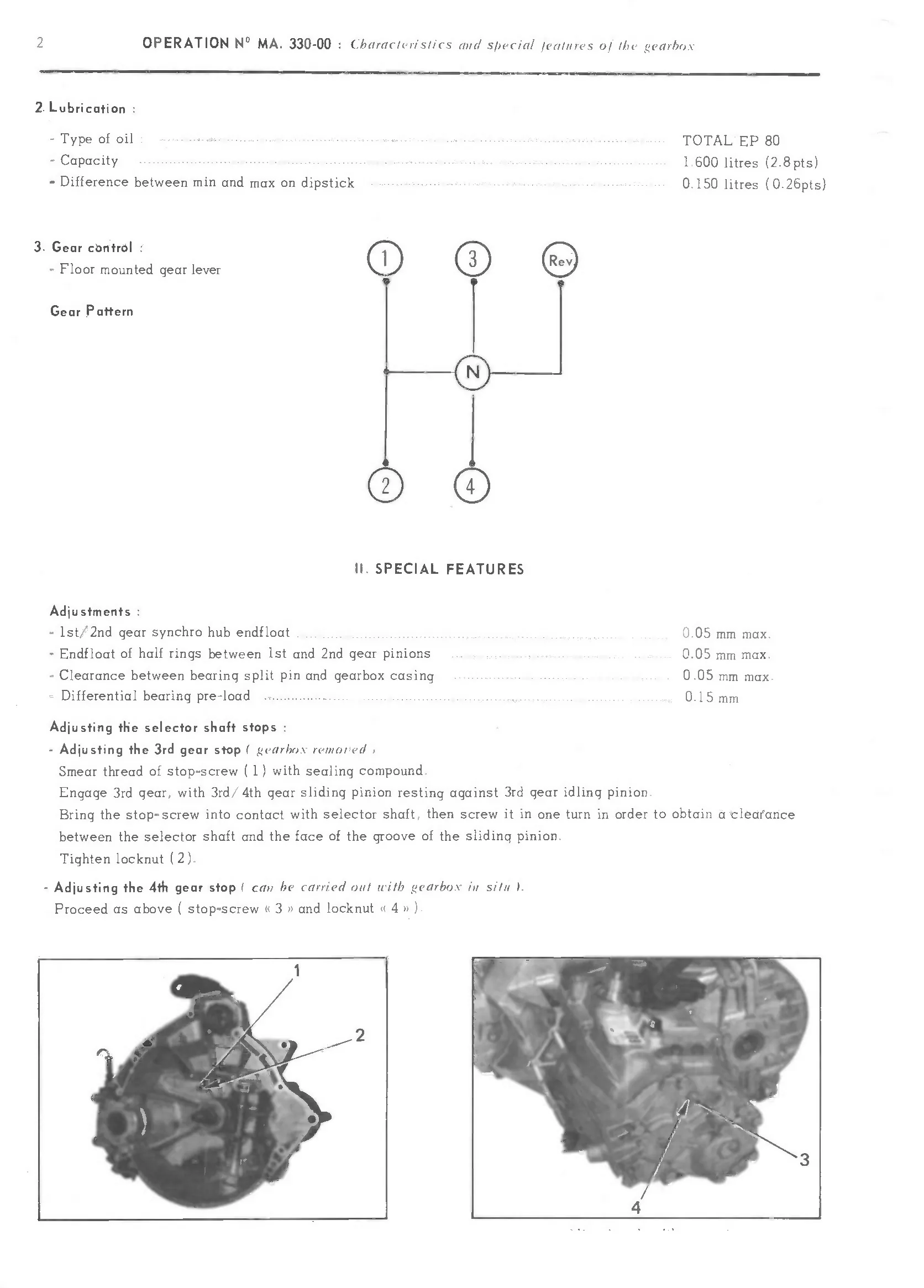 Gearbox / 4-speed, page 191 of 389 — CX Repair Manual — Characteristics, Adjustments, Checks