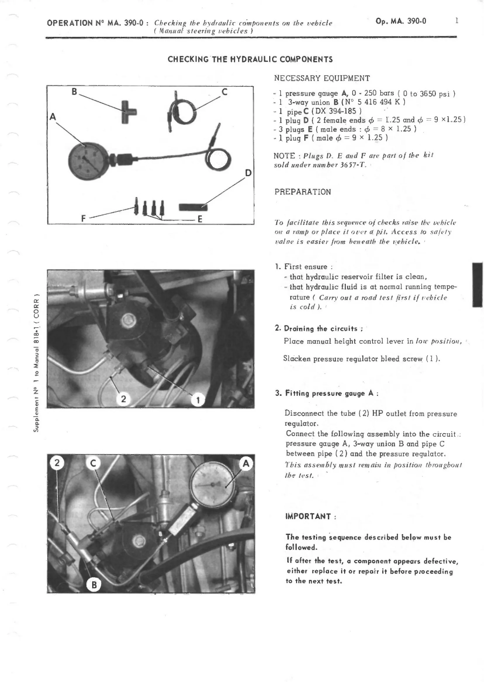 Checking hydraulic components, page 227 of 389 — CX Repair Manual — Characteristics, Adjustments, Checks