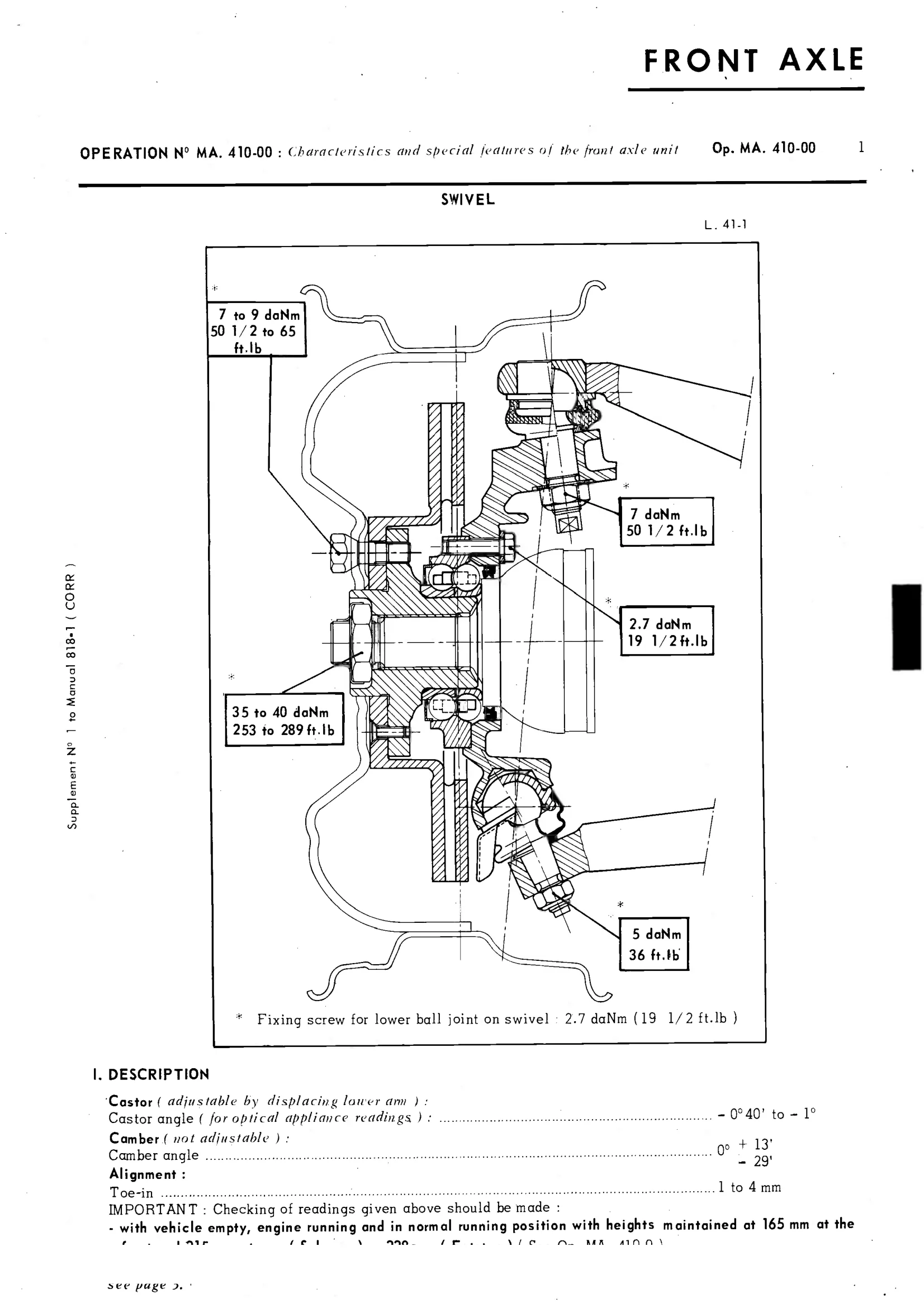 Axles / Front axle, page 232 of 389 — CX Repair Manual — Characteristics, Adjustments, Checks