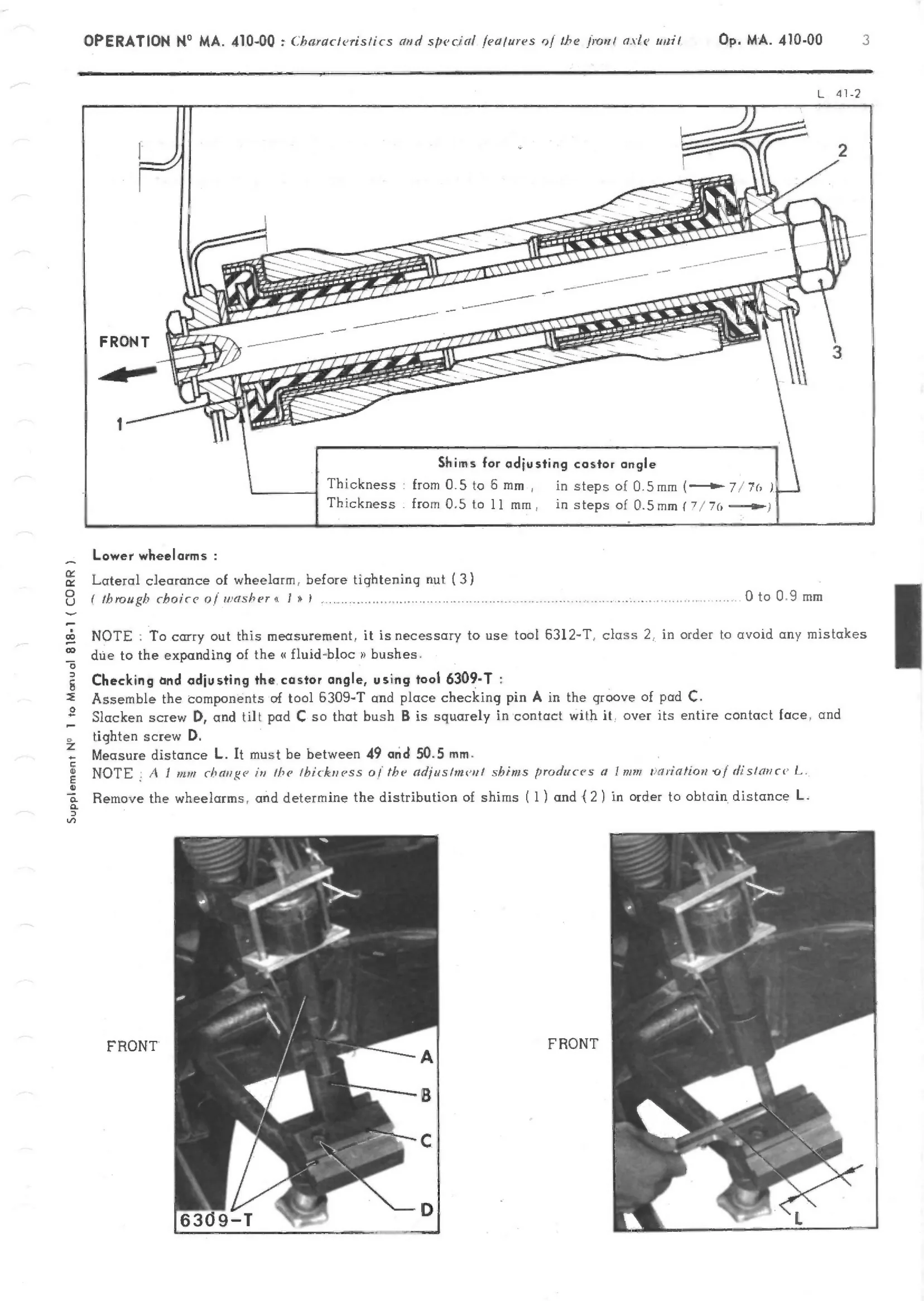 Axles / Front axle, page 234 of 389 — CX Repair Manual — Characteristics, Adjustments, Checks