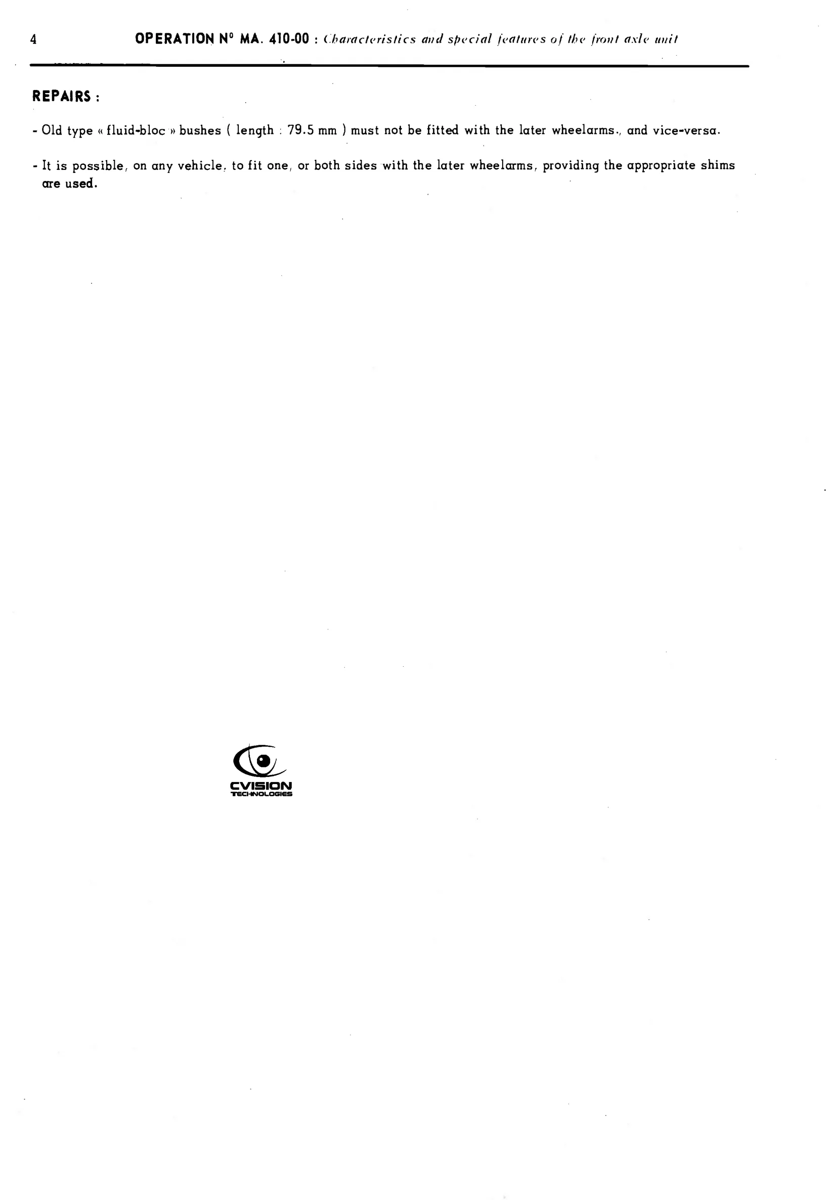 Axles / Front axle, page 235 of 389 — CX Repair Manual — Characteristics, Adjustments, Checks