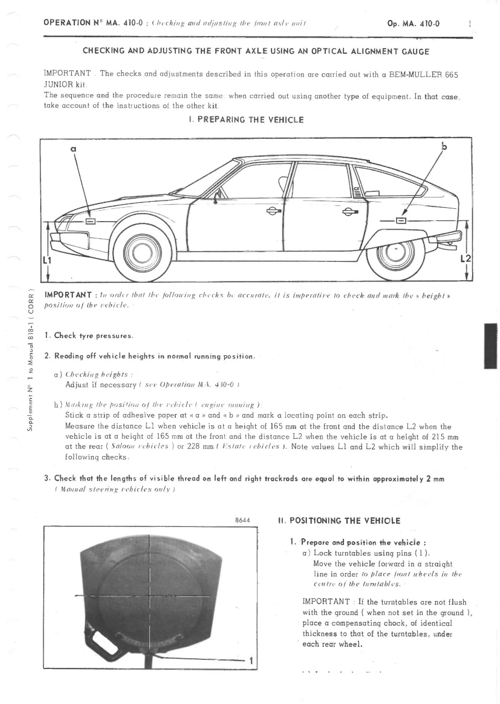 Axles / Front axle, page 236 of 389 — CX Repair Manual — Characteristics, Adjustments, Checks