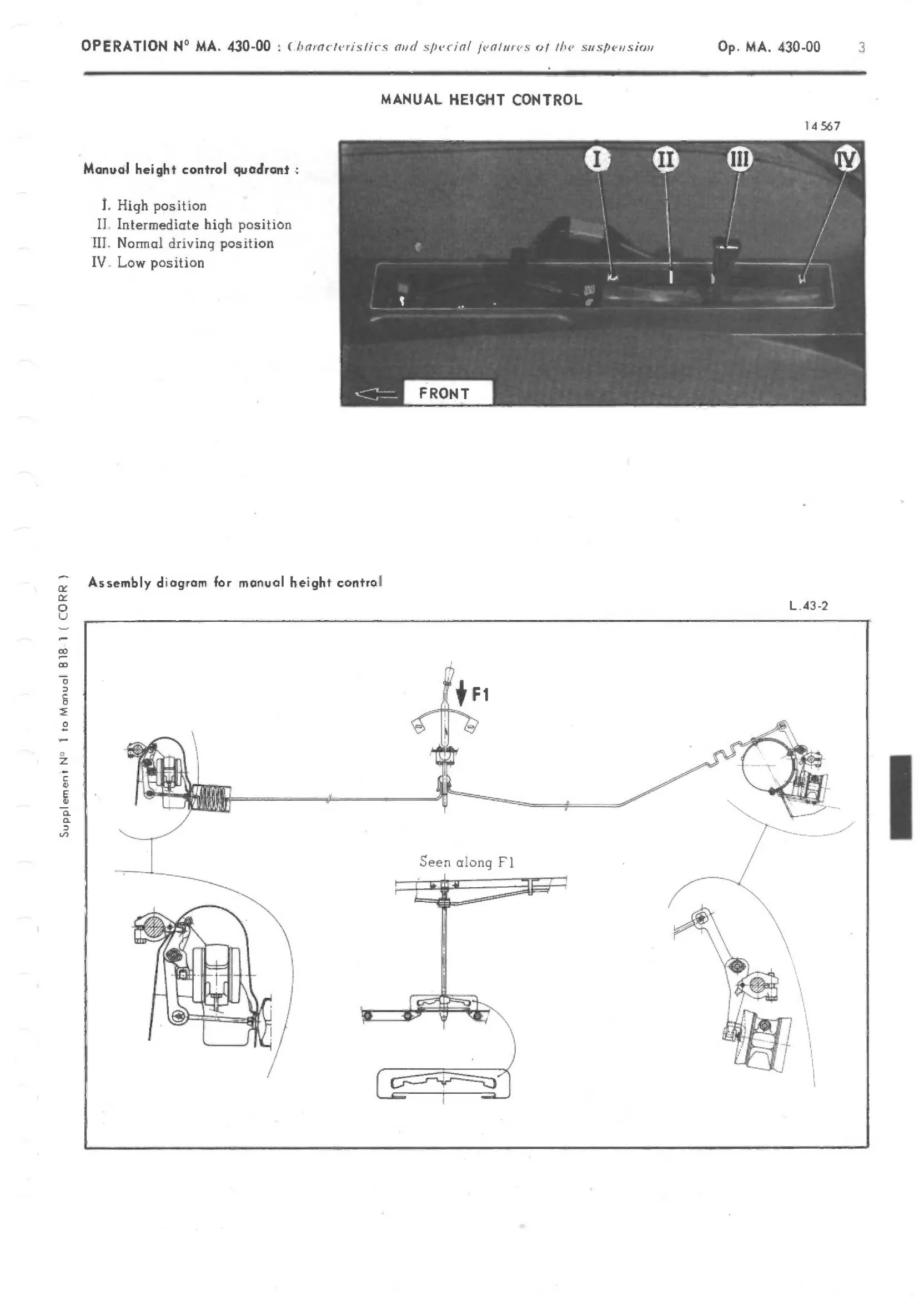 Manual height control, page 254 of 389 — CX Repair Manual — Characteristics, Adjustments, Checks