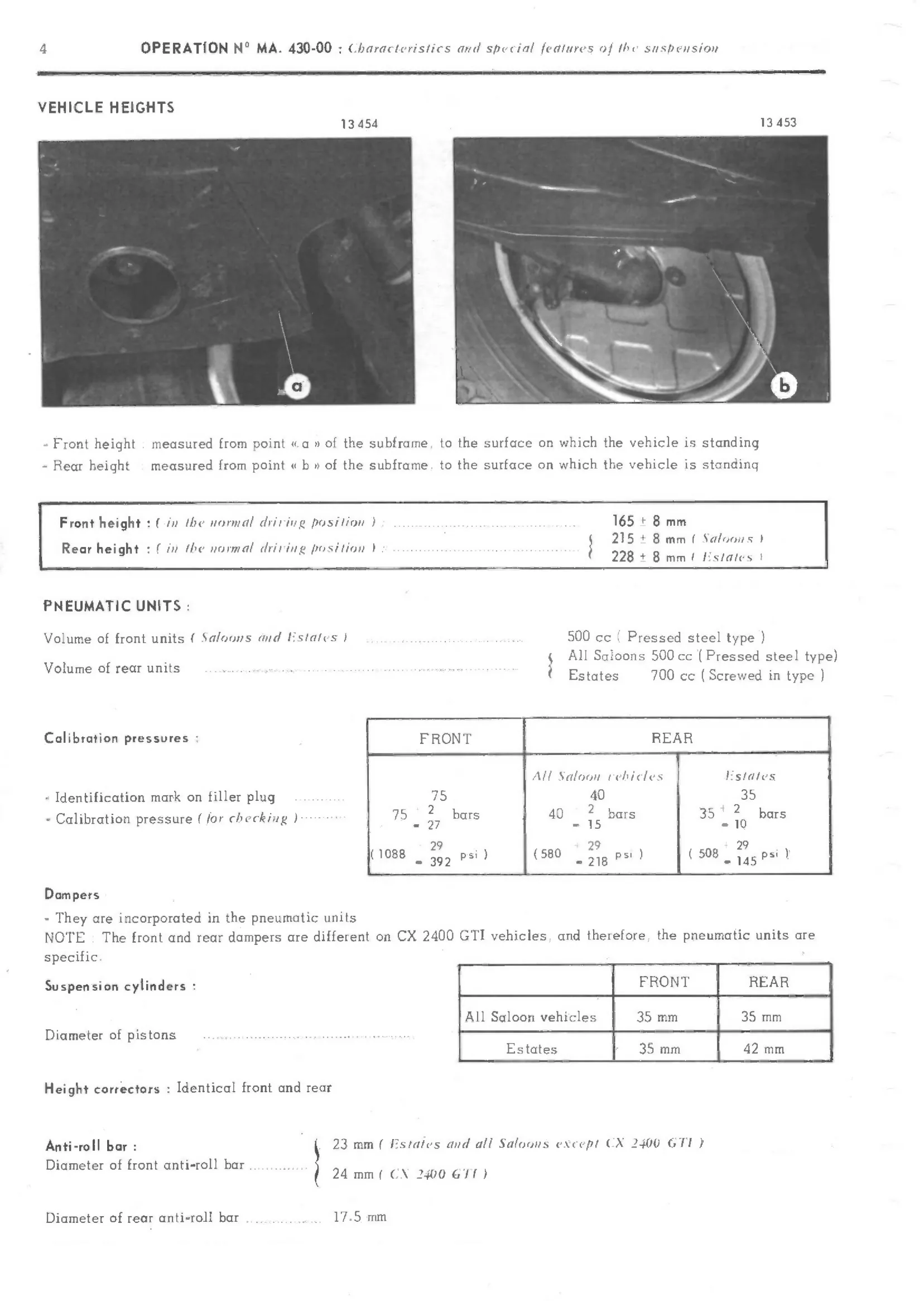 Tech data, page 255 of 389 — CX Repair Manual — Characteristics, Adjustments, Checks