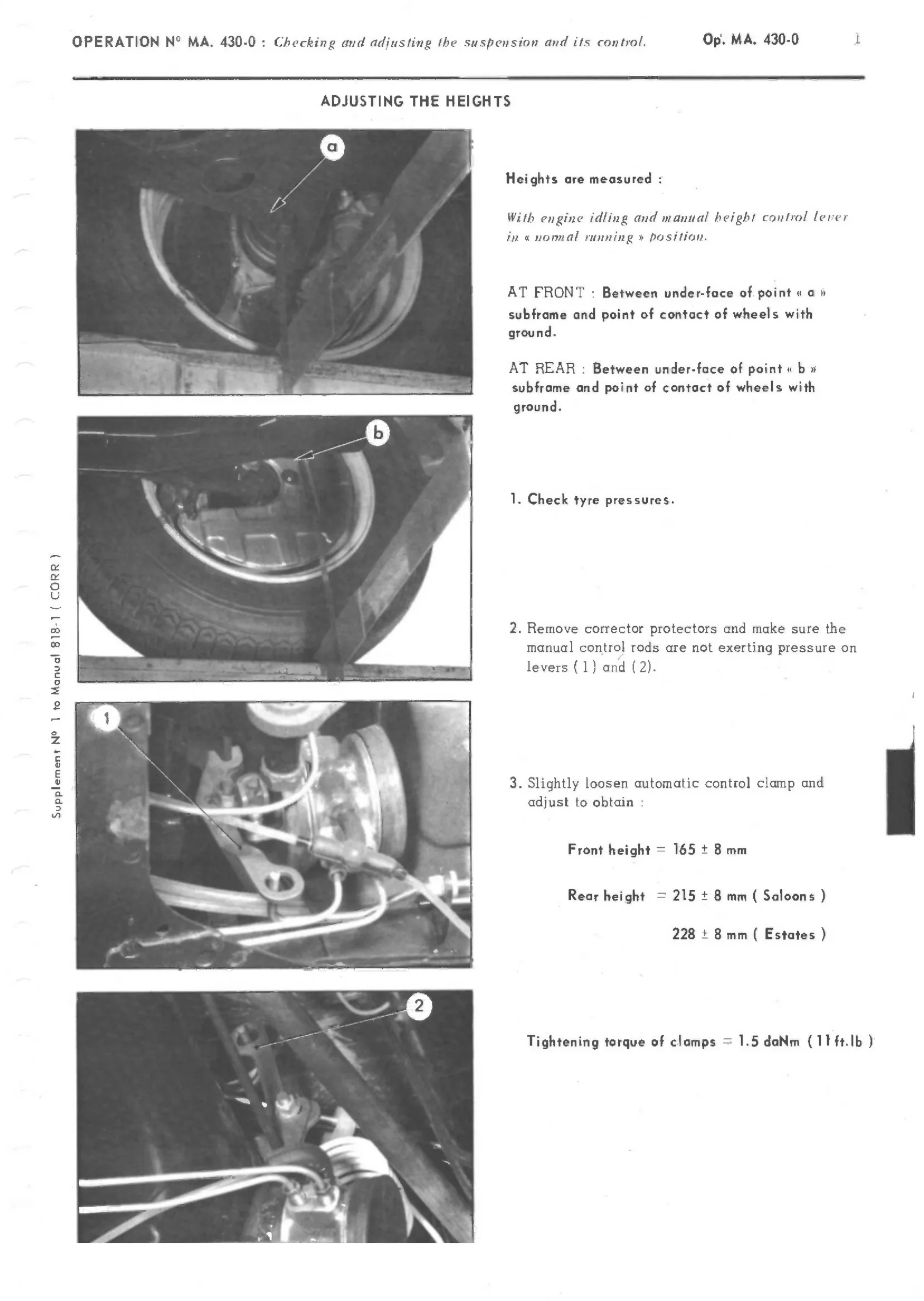 Adjusting heights, page 257 of 389 — CX Repair Manual — Characteristics, Adjustments, Checks