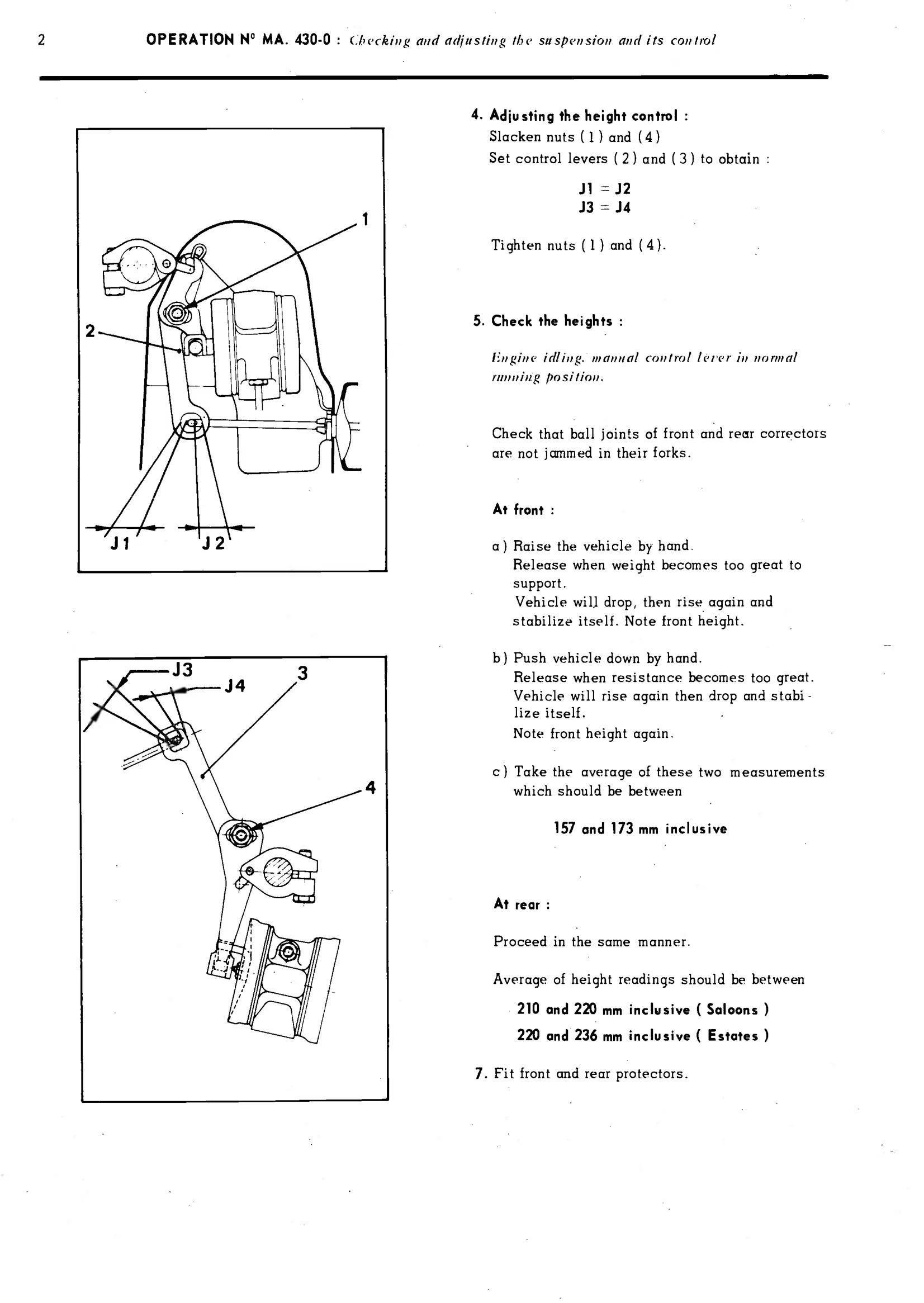 Adjusting heights, page 258 of 389 — CX Repair Manual — Characteristics, Adjustments, Checks