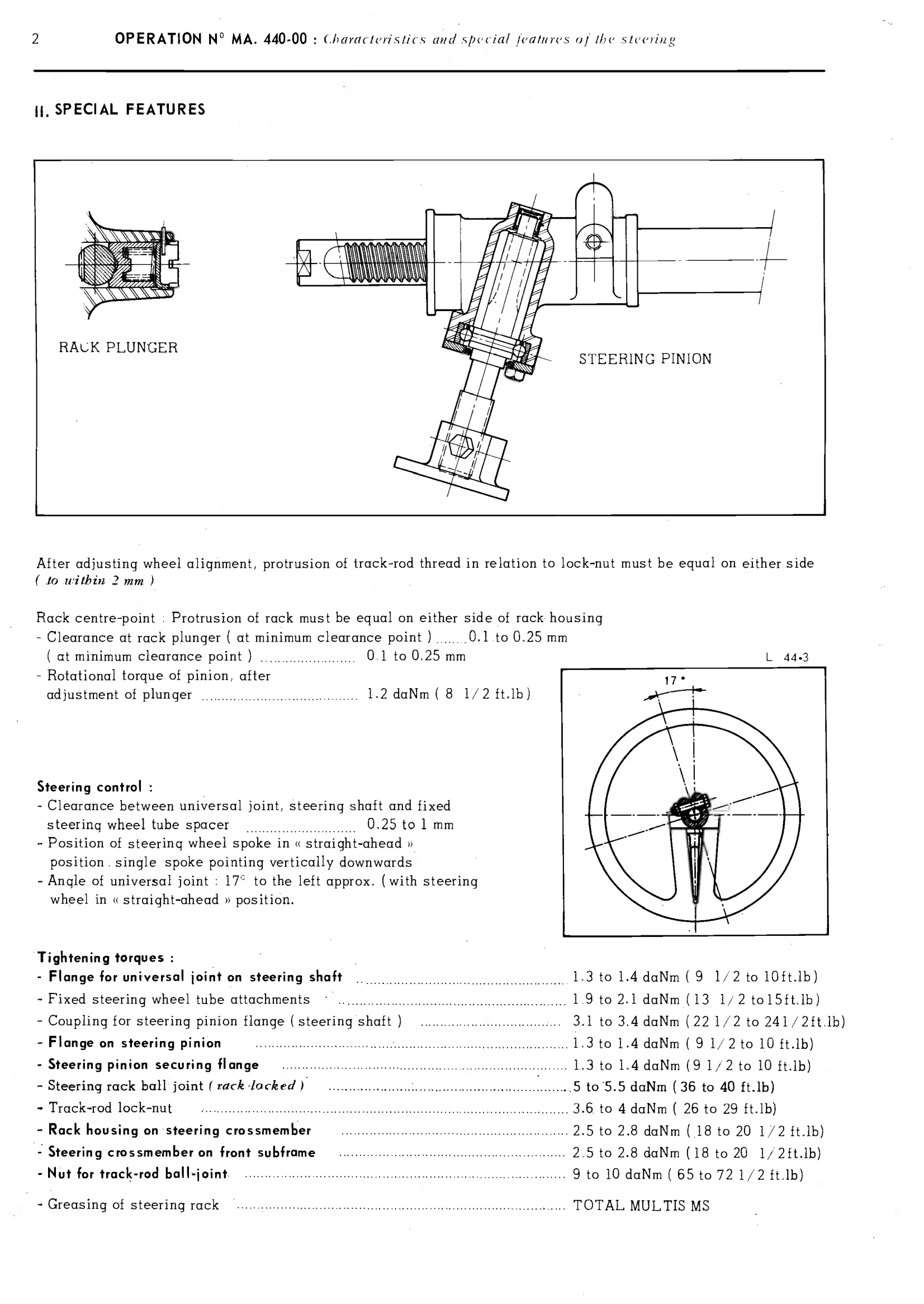Steering, page 263 of 389 — CX Repair Manual — Characteristics, Adjustments, Checks
