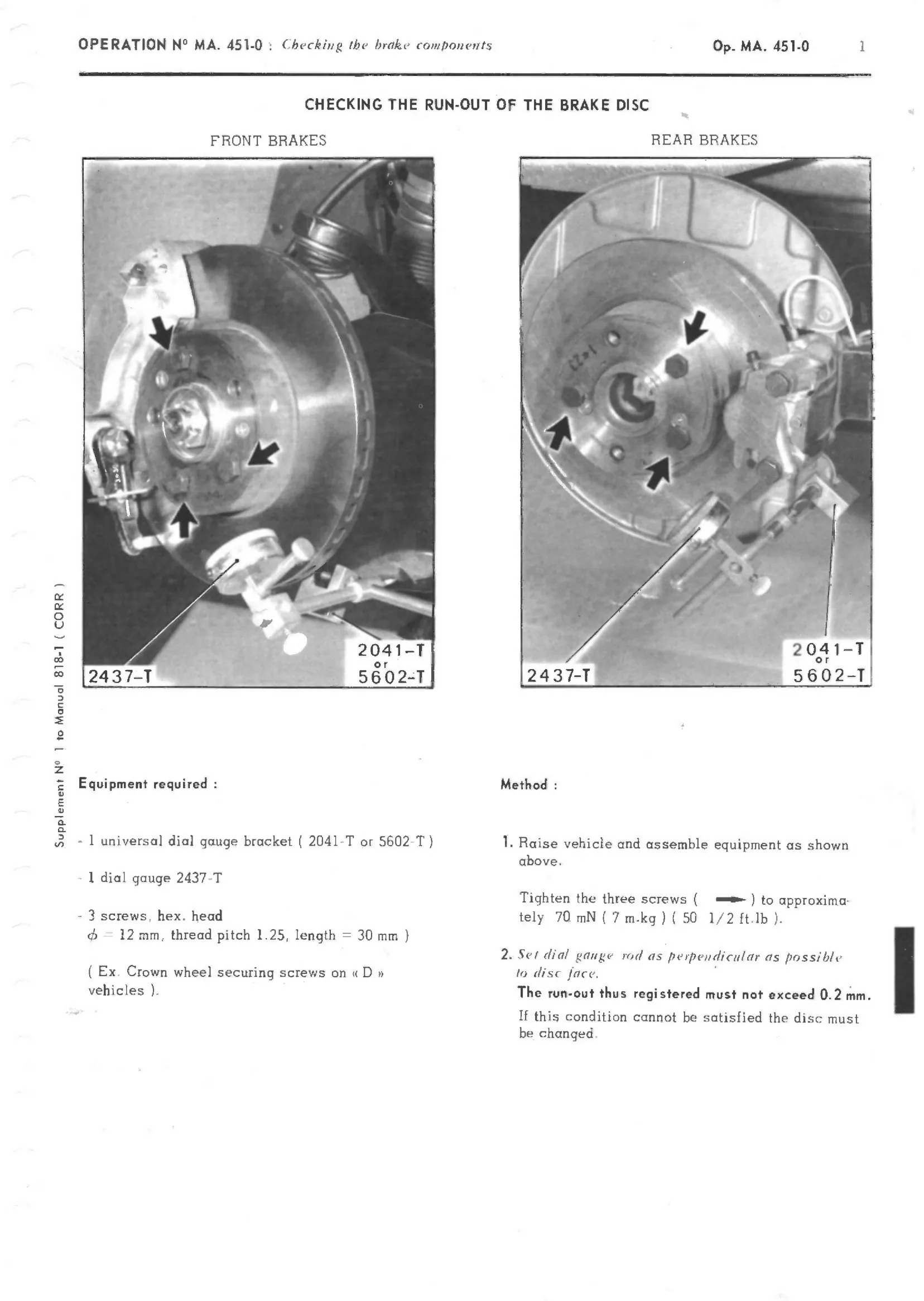 Brakes, page 282 of 389 — CX Repair Manual — Characteristics, Adjustments, Checks
