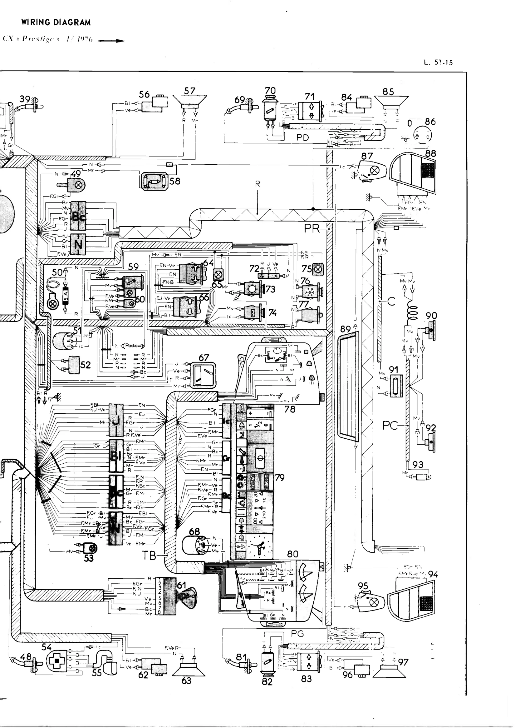 Wiring diagram, page 315 of 389 — CX Repair Manual — Characteristics, Adjustments, Checks