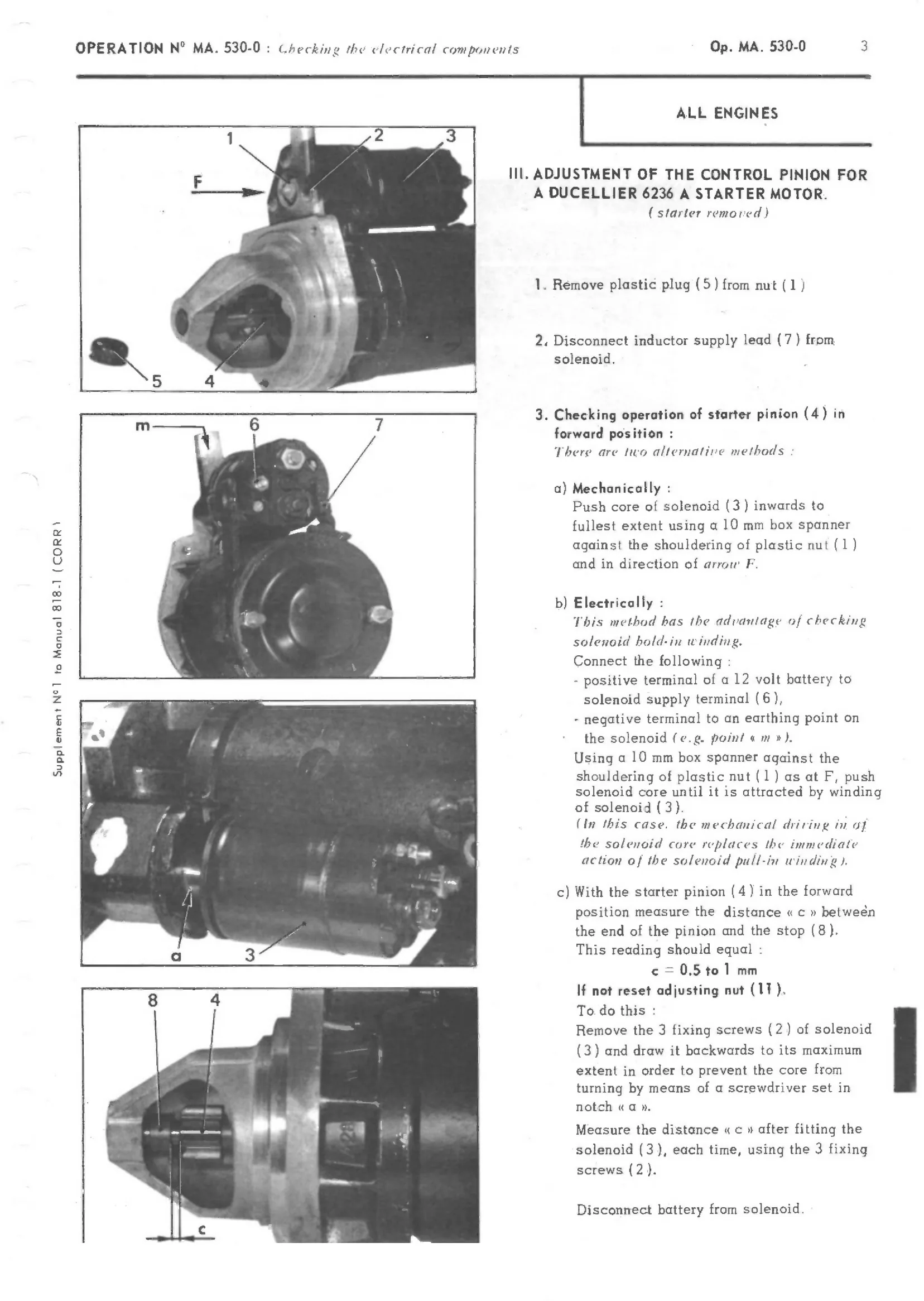Adjusting starters, page 350 of 389 — CX Repair Manual — Characteristics, Adjustments, Checks