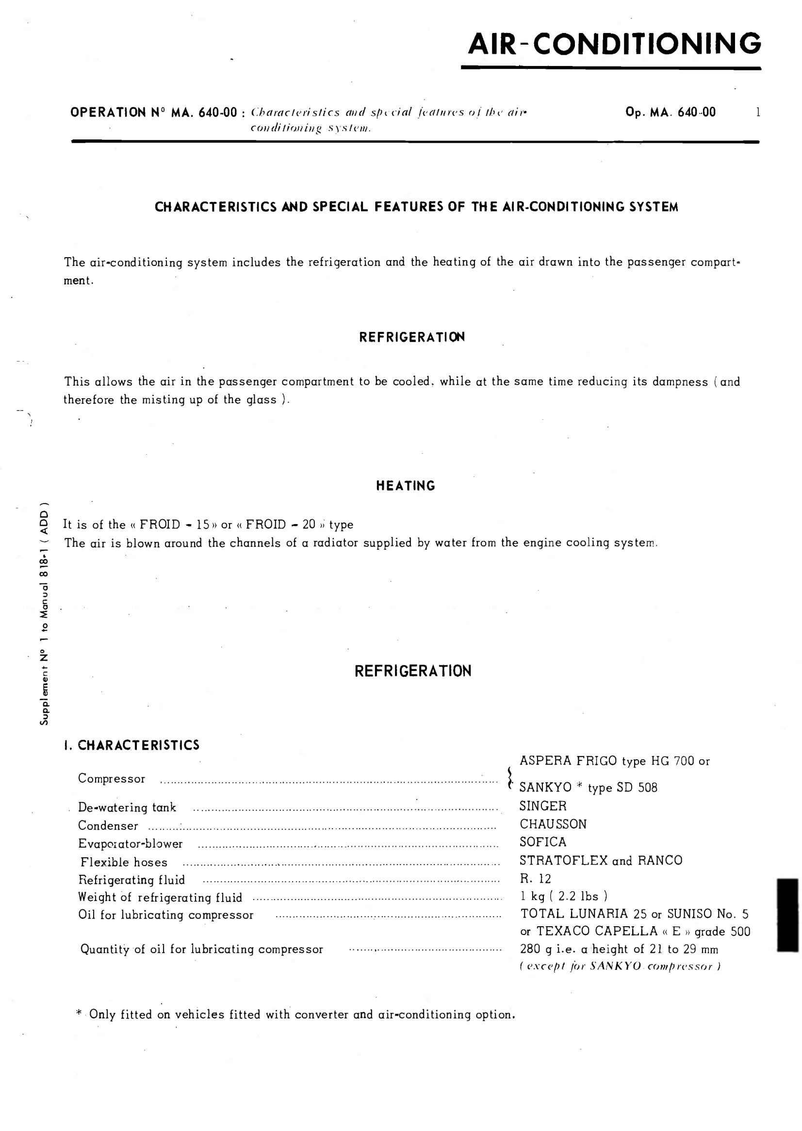 Air conditioning, page 356 of 389 — CX Repair Manual — Characteristics, Adjustments, Checks