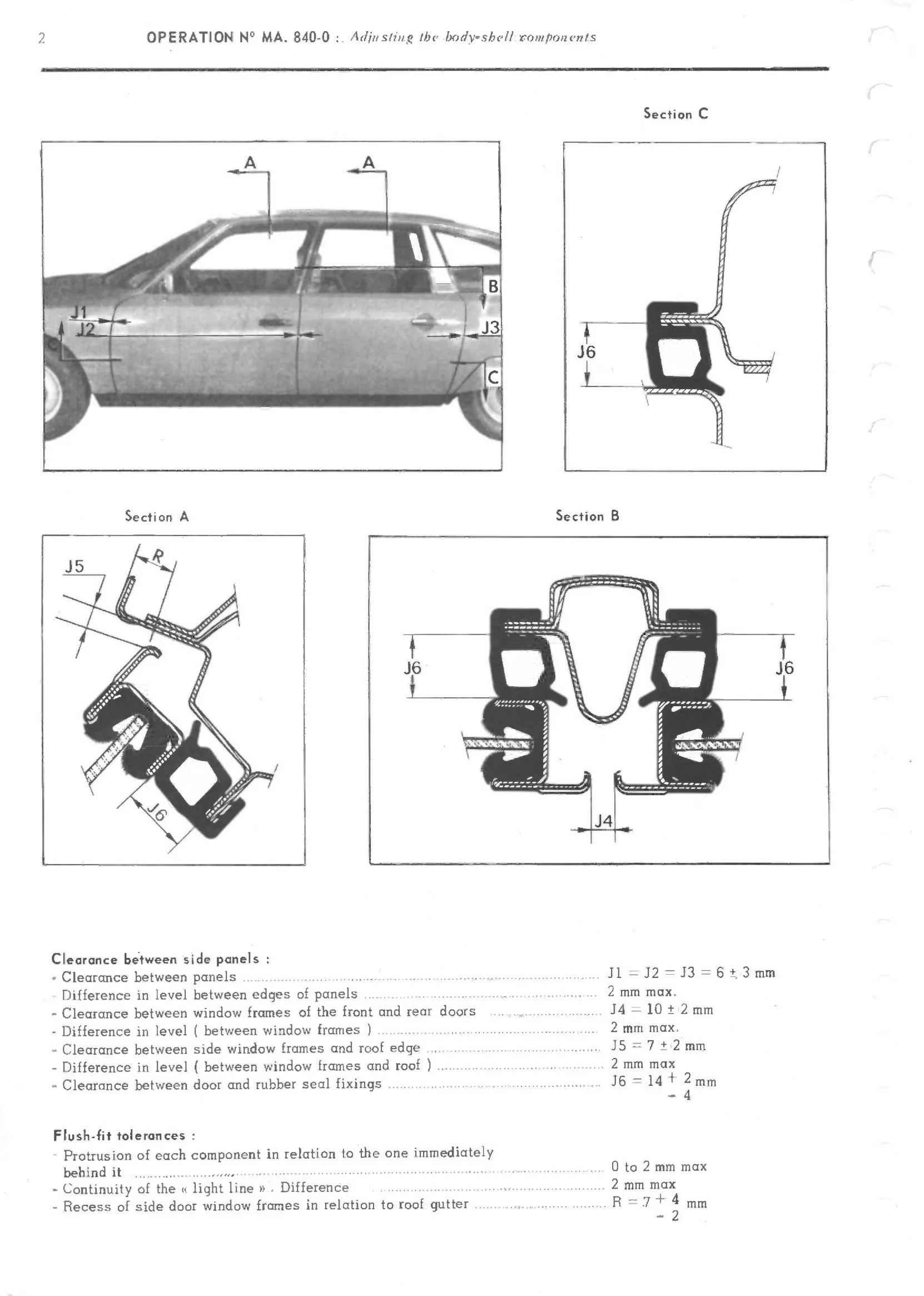 Adjusting panels, page 378 of 389 — CX Repair Manual — Characteristics, Adjustments, Checks