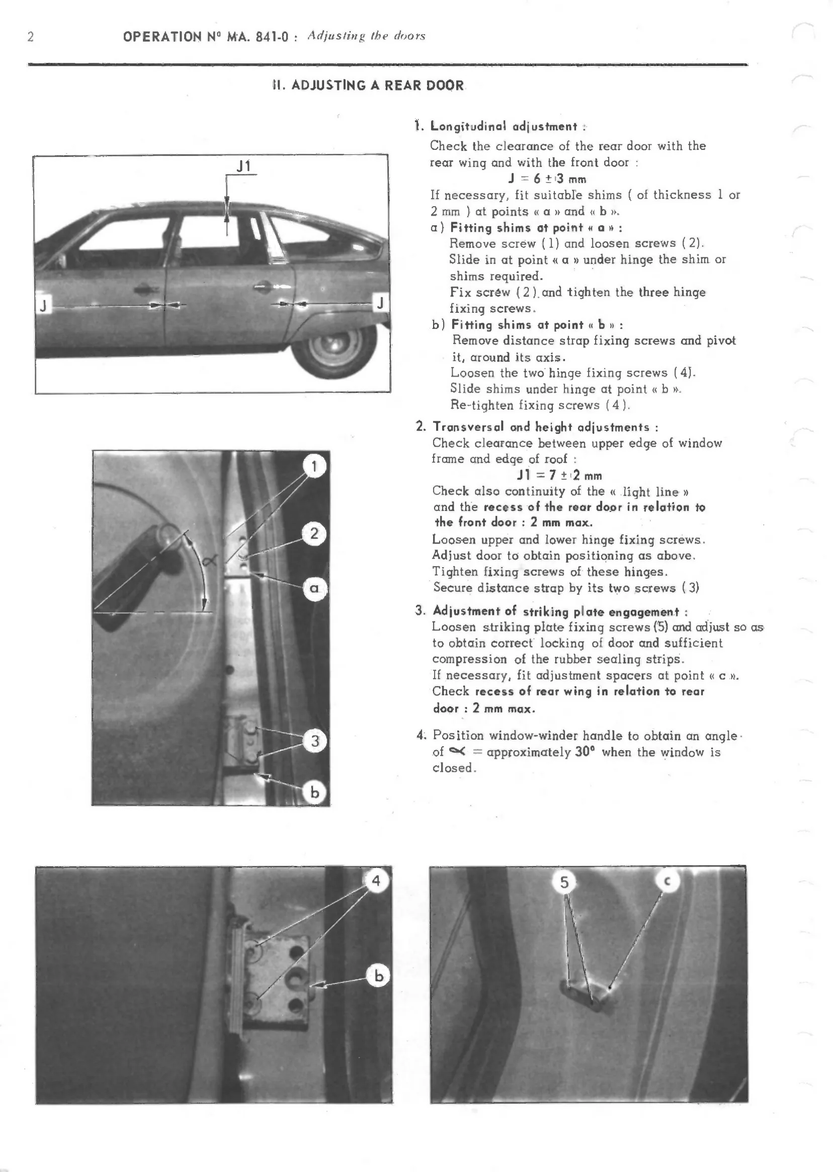 Rear door, page 380 of 389 — CX Repair Manual — Characteristics, Adjustments, Checks