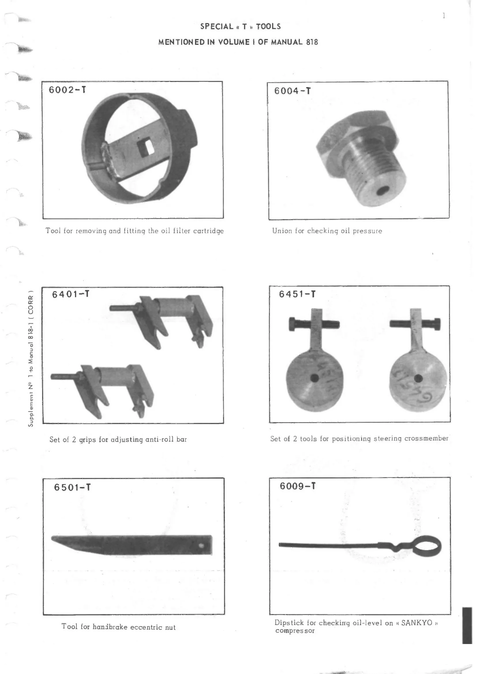 Special tools, page 386 of 389 — CX Repair Manual — Characteristics, Adjustments, Checks