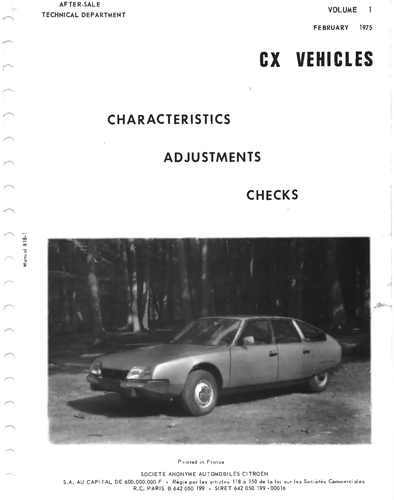 Title Page, page 1 — CX Repair Manual — Characteristics, Adjustments, Checks