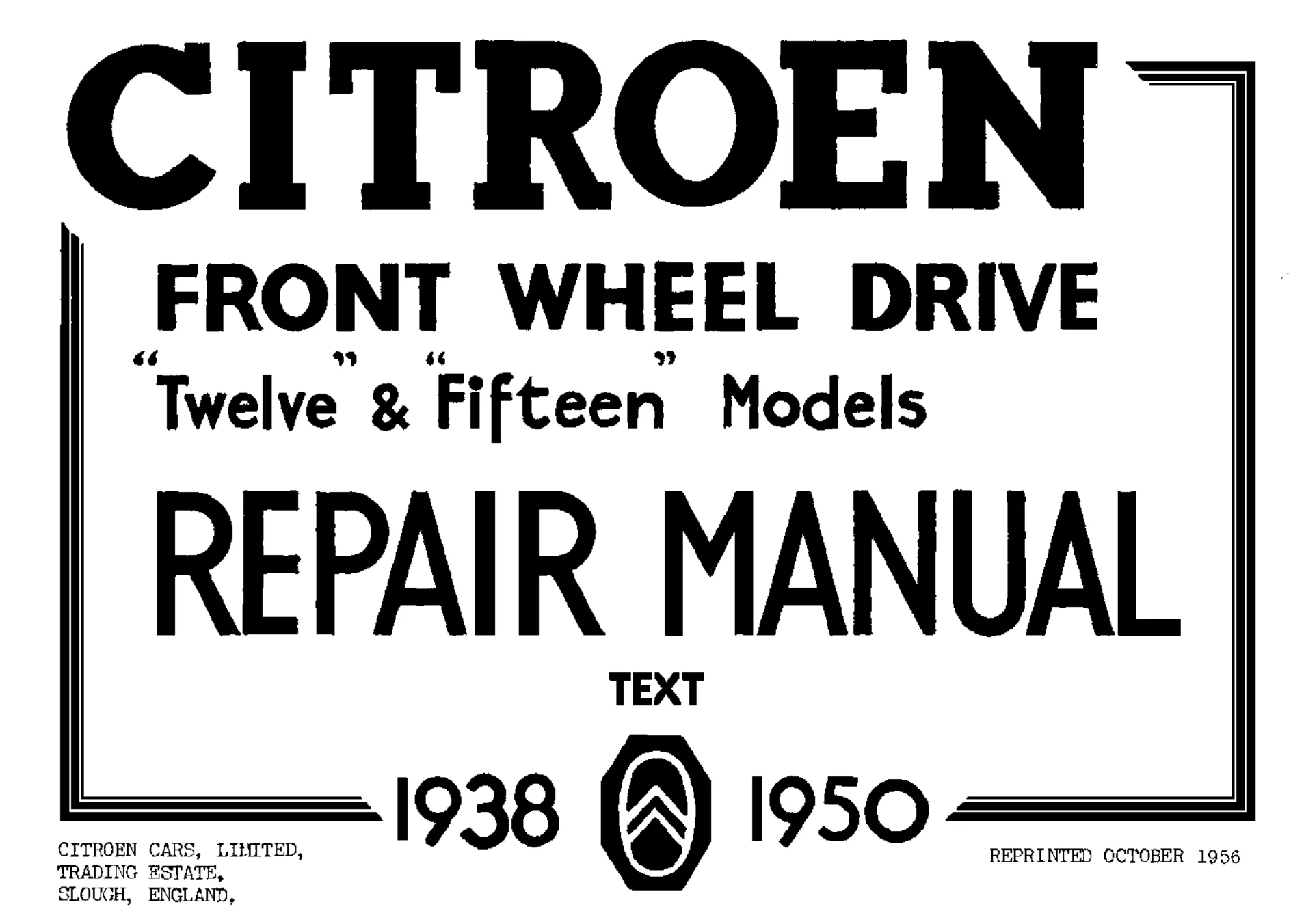 Introduction, page 1 of 260 — Twelve & Fifteen Repair Manual — Text