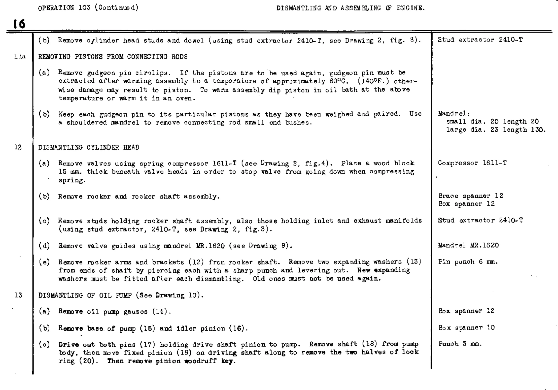 Dismantling – Engine, page 19 of 260 — Twelve & Fifteen Repair Manual — Text