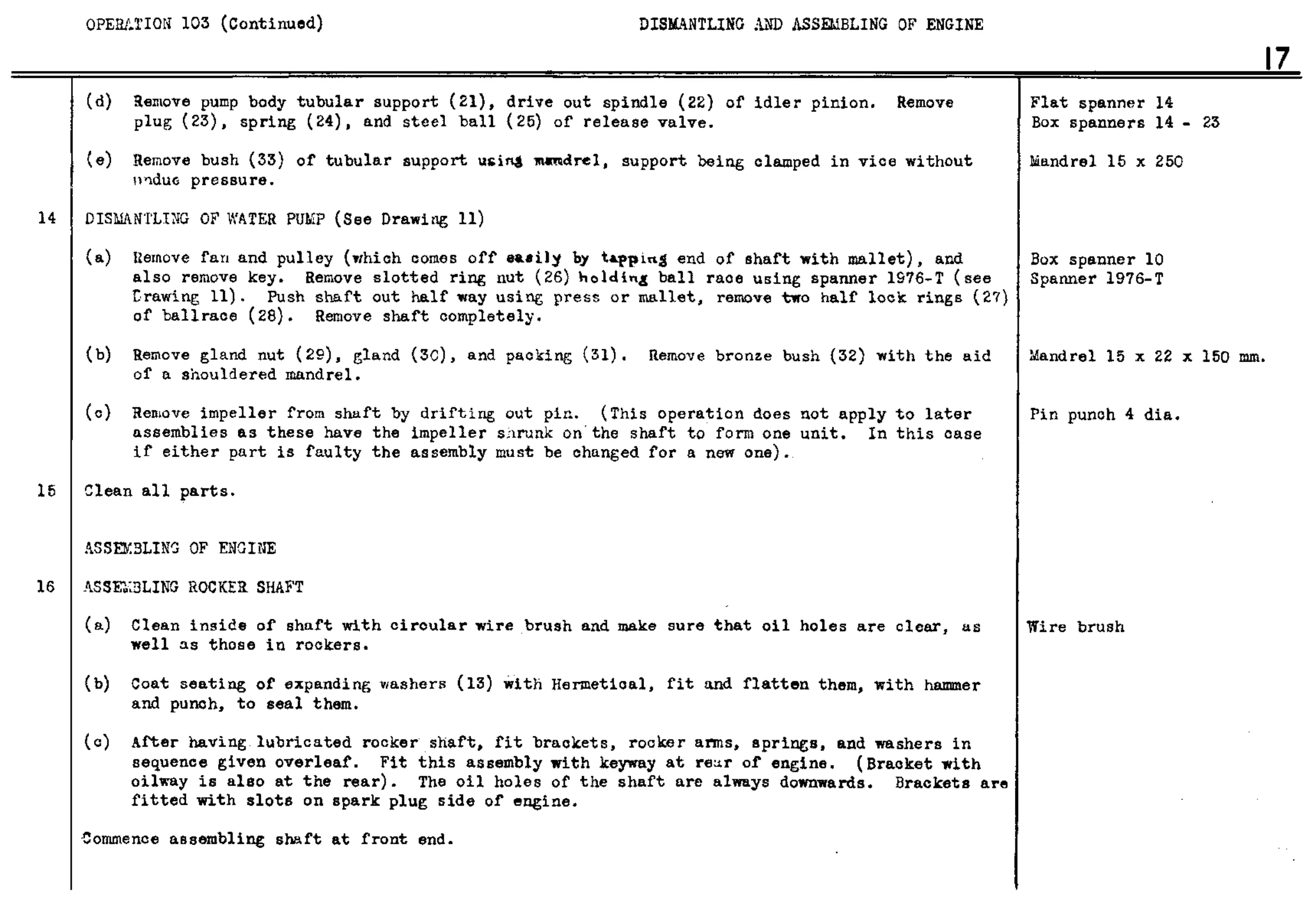 Dismantling – Engine, page 20 of 260 — Twelve & Fifteen Repair Manual — Text