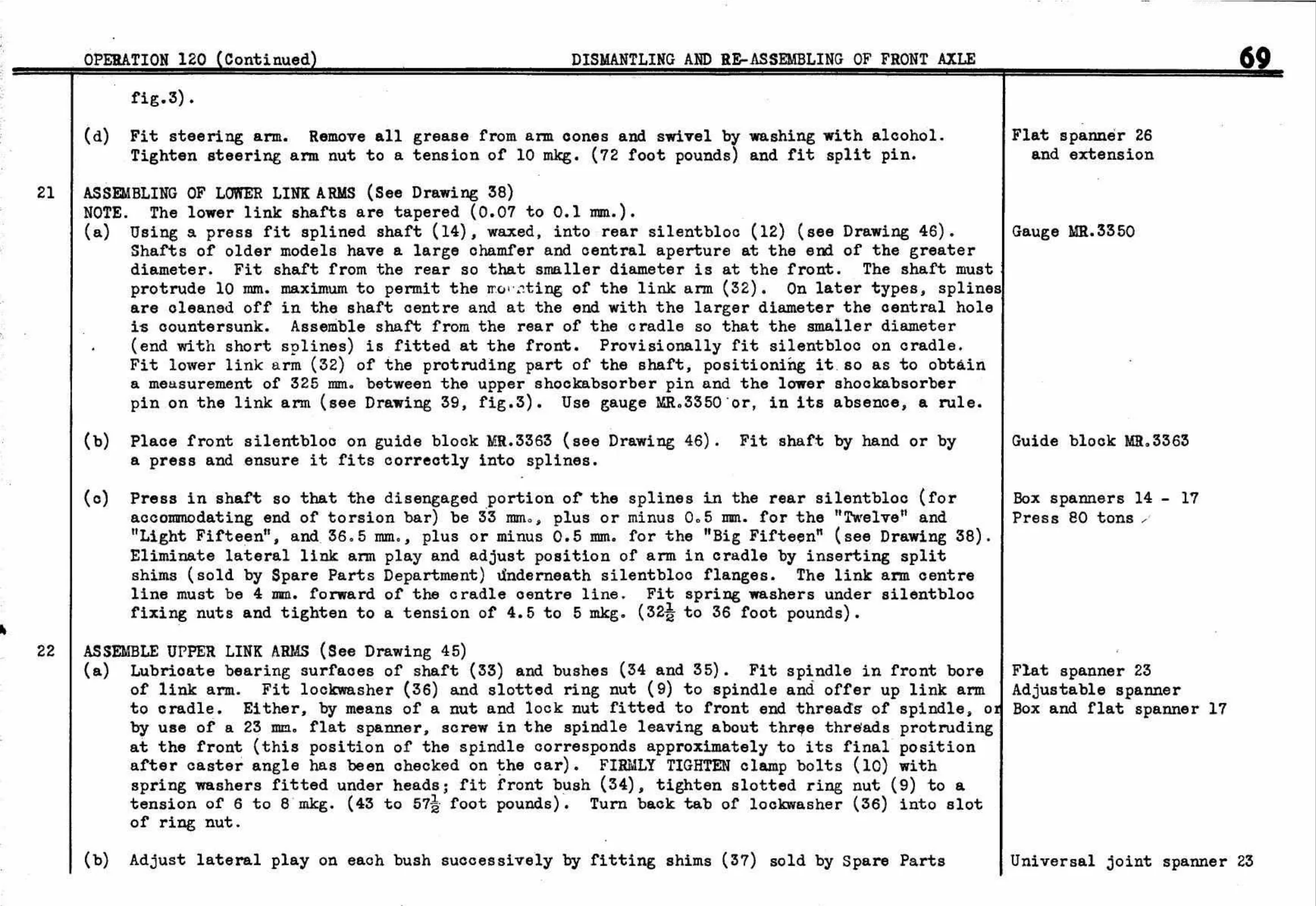 Dismantling – Front Axle, page 72 of 260 — Twelve & Fifteen Repair Manual — Text