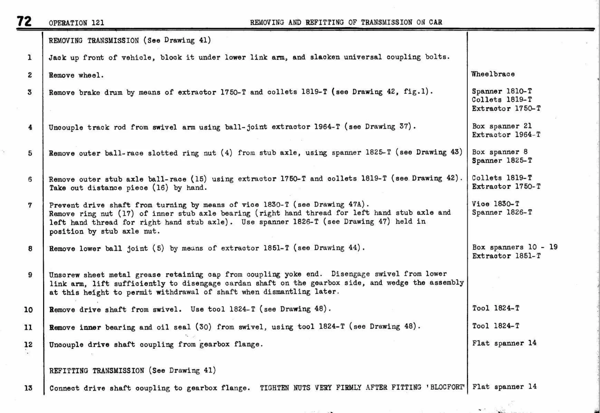 Removing – Transmission On Car, page 75 of 260 — Twelve & Fifteen Repair Manual — Text