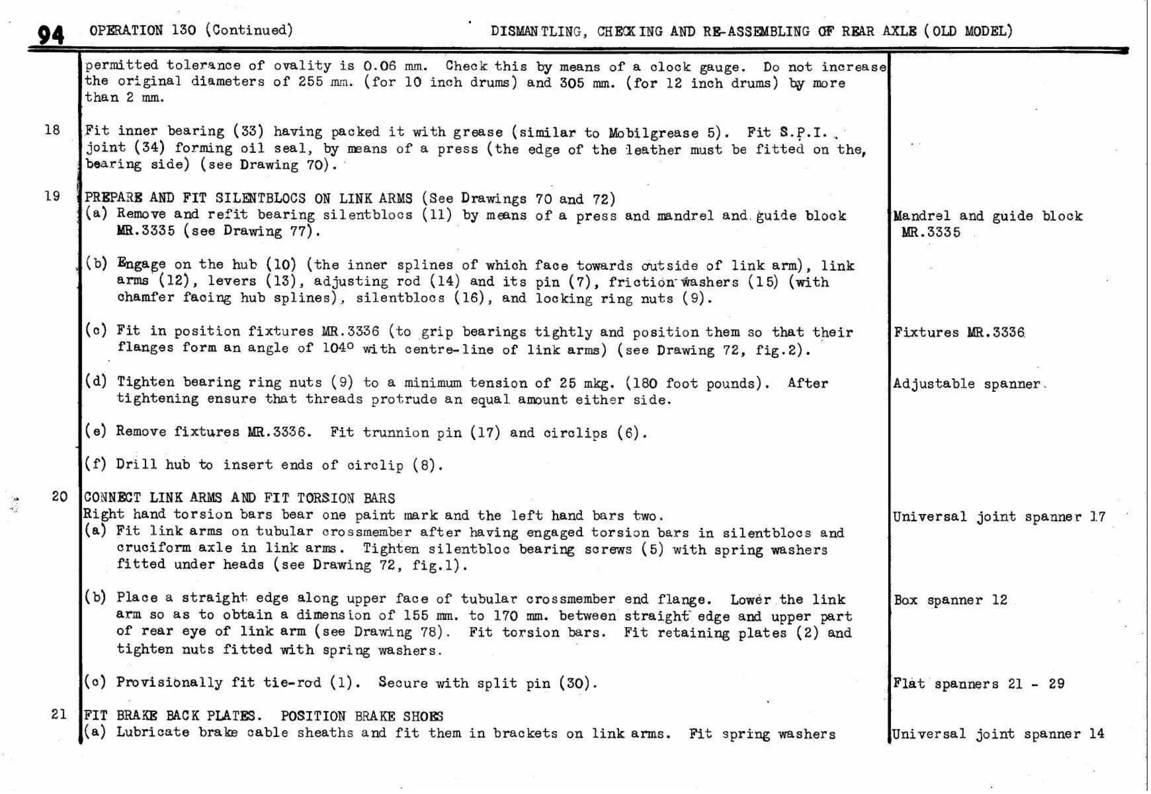 Dismantling – Rear Axle (Old), page 97 of 260 — Twelve & Fifteen Repair Manual — Text