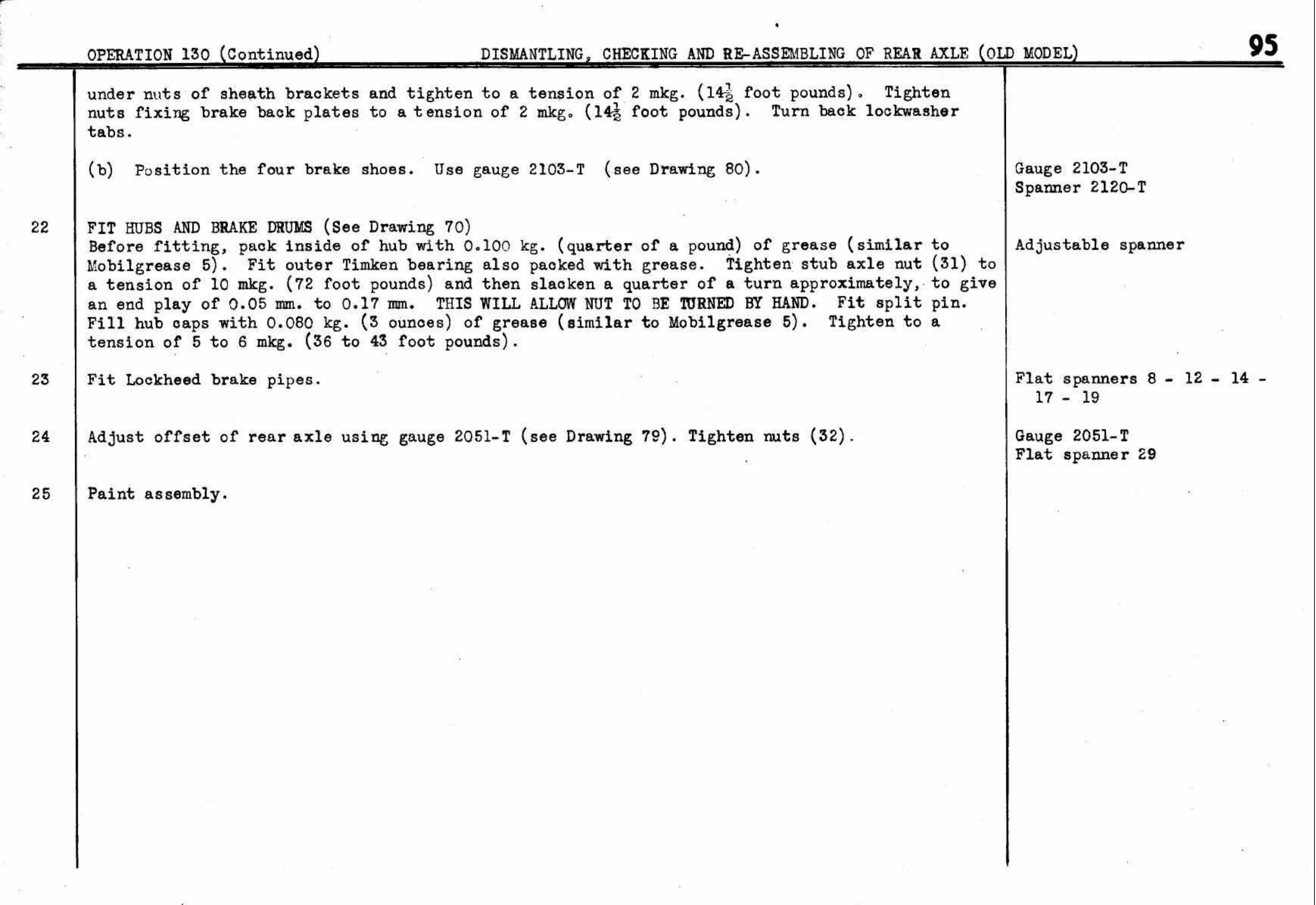 Dismantling – Rear Axle (Old), page 98 of 260 — Twelve & Fifteen Repair Manual — Text