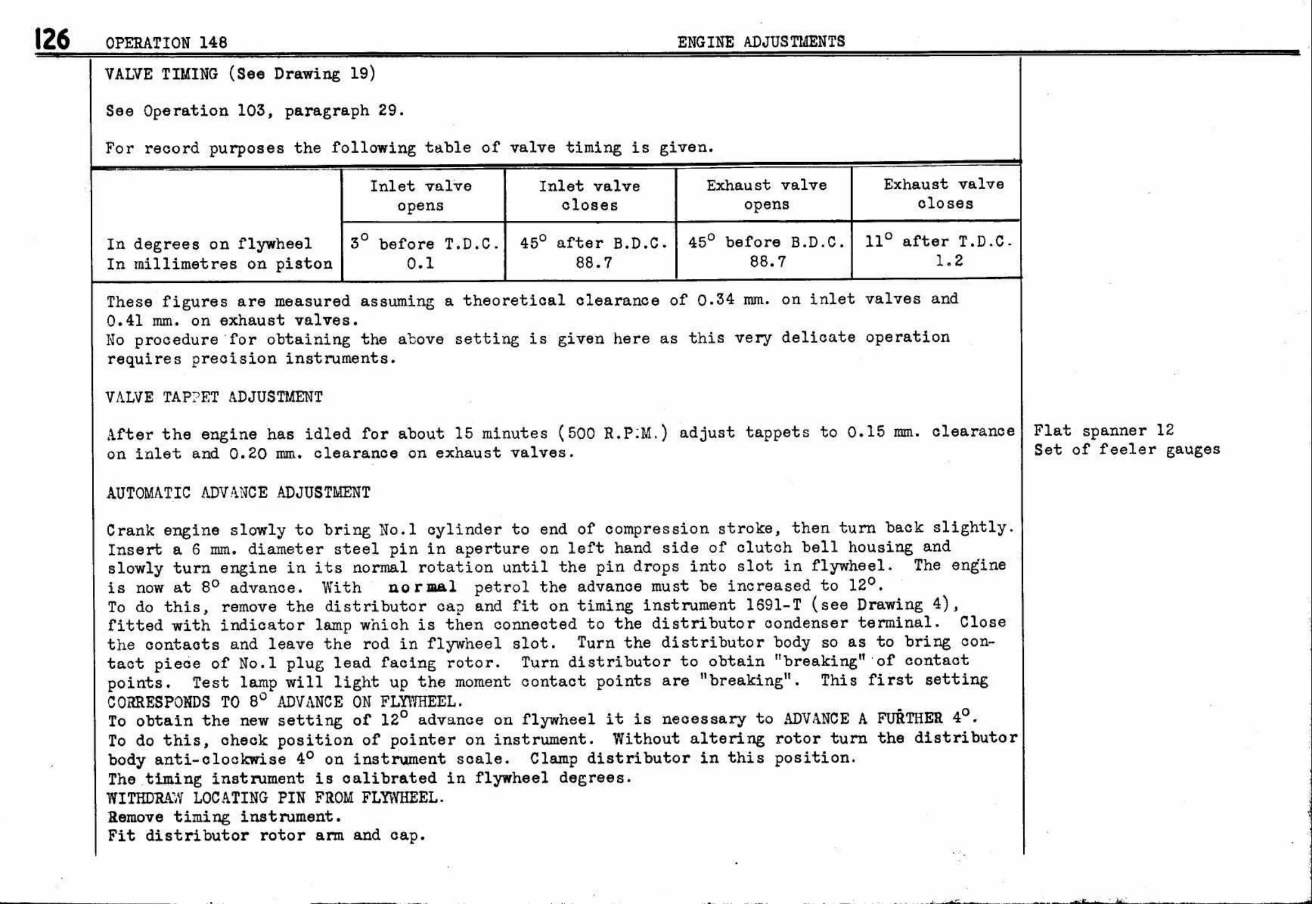 Engine Adjustments, page 129 of 260 — Twelve & Fifteen Repair Manual — Text