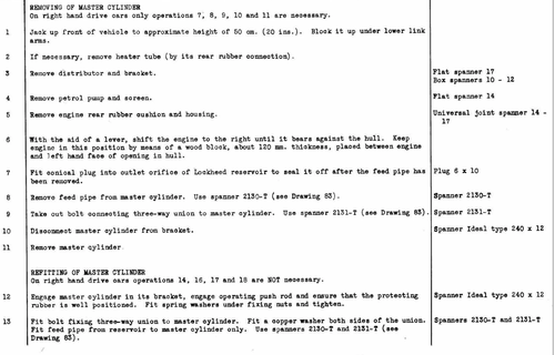 Master Cylinder, page 113 — Twelve & Fifteen Repair Manual — Text